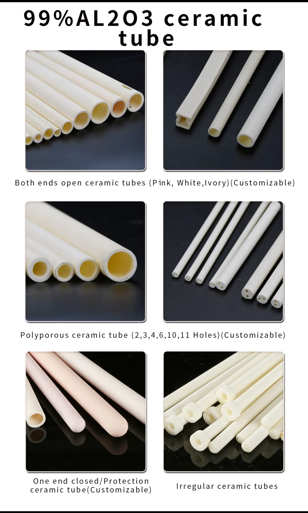 C799 Al2O3 Alumina Ceramic Tube for Furnace Processing